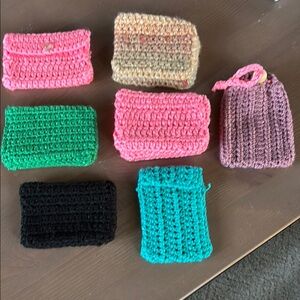 Pink and Green Crochet Key and Card Holders